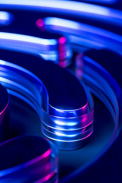 Closeup of a Futuristic Fingerprint Sensor Pattern in Neon Glass 3D Illustration