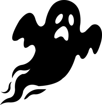 Halloween ghost phantom spirit horror icon in black flat and line style editable creepy spooky elements isolated on transparent background for holiday design vector symbol