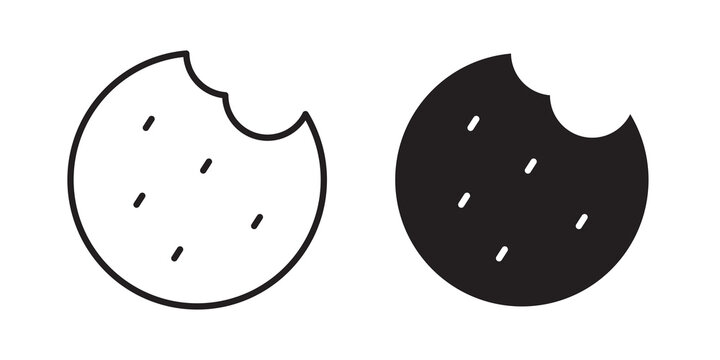 Cookie icon flat outline in black