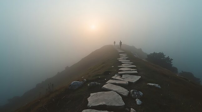 Serene Stone Trail through Abstract Peaks