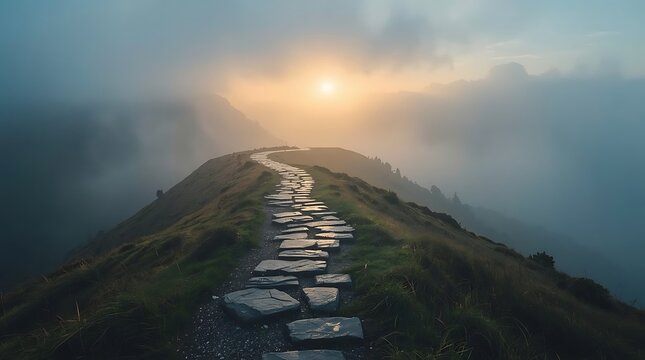 Luminous Horizon over Minimalist Mountains
