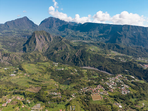 Piton d'Anchaing and Hell Bourg in the Cirque de Salazie, Reunion