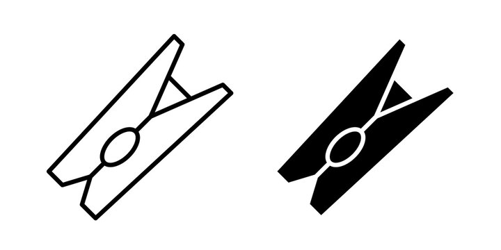 Clothespin icon flat outline in black