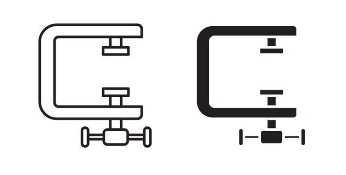 Clamp icon flat outline in black