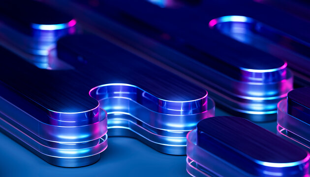Parallel Glass Modules Suggesting Digital Infrastructure and Network Connectivity 3D Illustration