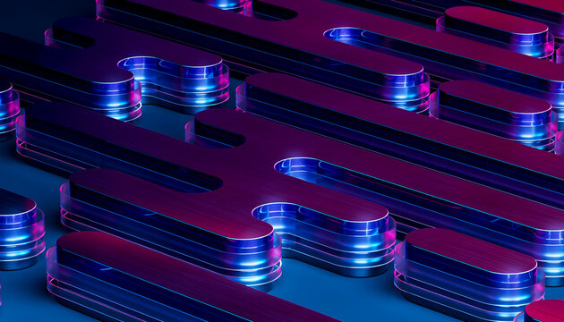 Ordered Abstract Pattern Inspired by Data Processing and Computational Design 3D Illustration