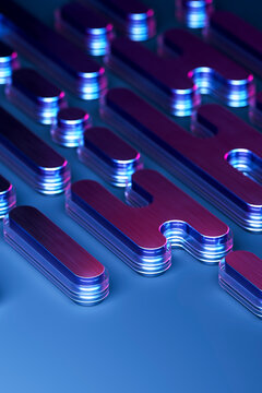 Repeating Cyberpunk Design Elements with Transparent Layered Edges 3D Illustration