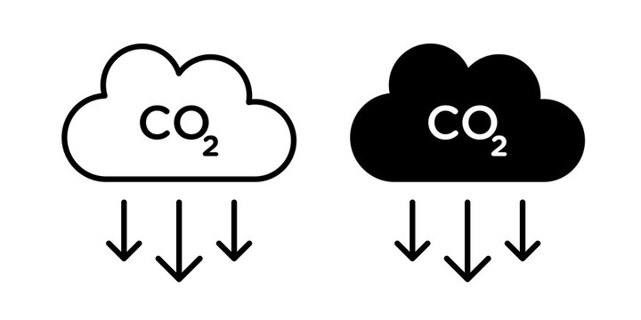 carbon reduction icon flat outline in black