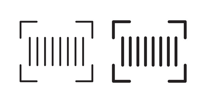 Barcode read icon flat outline in black