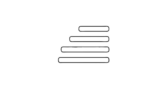 Four rounded horizontal bars stacked and flush to the right edge, drawn as a black line vector icon for right text alignment in editors, document toolbars and layout menus