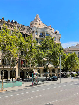 Casa Mila La Pedrera by Antoni Gaudi on Passeig de Gracia avenue in Barcelona, Spain
