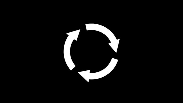 Collection of white circular recycling arrows on black background
