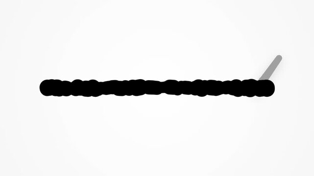 Black brush stroke painting a black line horizontally across a clean white background in a minimalist digital art animation loop