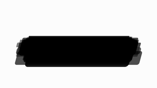 Brush stroke animation reveals a dark rectangular banner shape on a clean white background, creating a dynamic transition effect for video editing titles and lower third graphic design templates