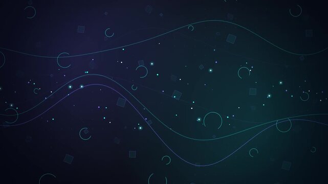 Abstract Dark Wavy Particle Lines Motion Background | Elegant Futuristic Floating Elements Loop   