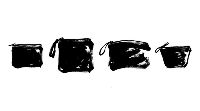zip pouch , Japanese ink brush painting set PNG