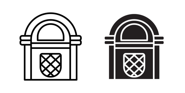Jukebox icon flat outline in black