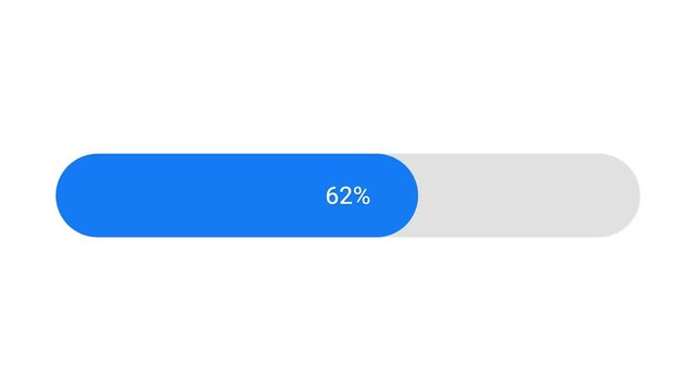 A blue horizontal progress bar showing sixty two percent completion on a white background.