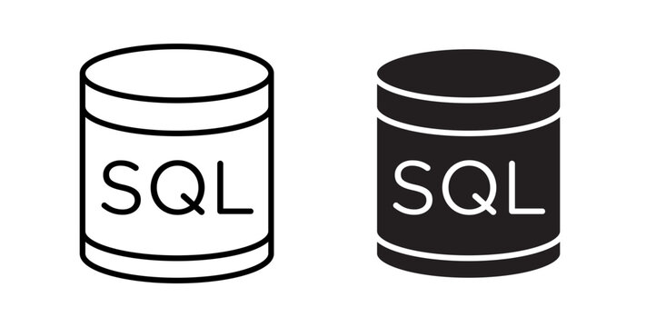 SQL icon flat outline in black