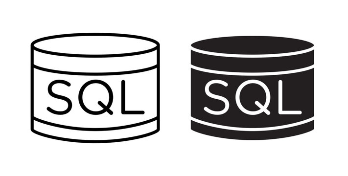 SQL icon flat outline in black