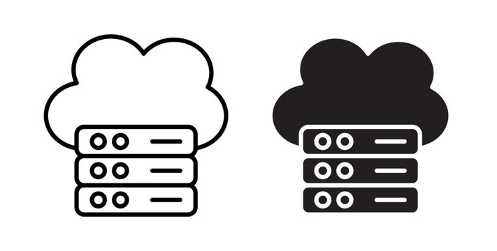 Cloud server icon flat outline in black