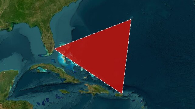 Zoom from Earth to The Bermuda Triangle map animation.