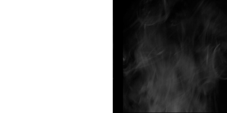 Wispy white smoke rising for atmospheric and abstract background effects on dark.