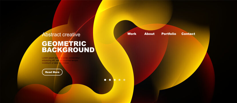 Abstract geometric background design. Vibrant colors blend, creating dynamic visual experience. Website header with navigation options present.