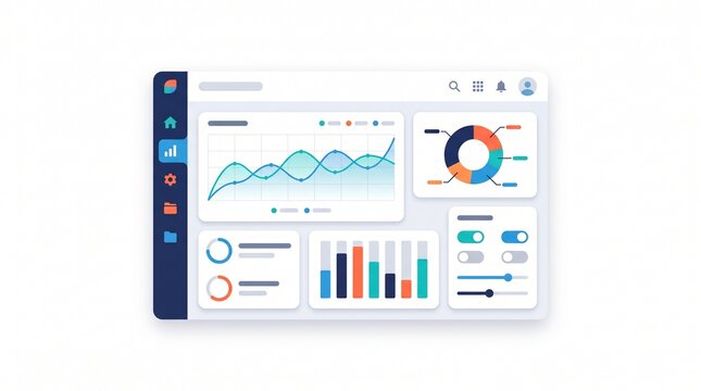 Dashboard interface with charts and graphs