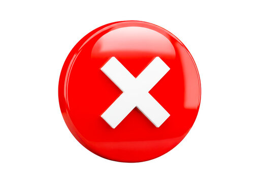 Red glossy circle with white cross isolated on transparent background