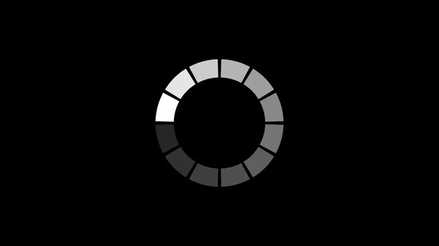 Circular loading spinner with glowing segments rotating continuously against a dark background