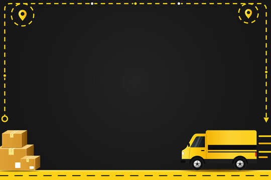 Black Friday Delivery Van and Parcels with Route Frame