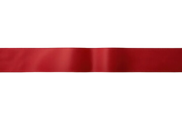Obraz premium Straight red satin ribbon strip with glossy highlights
