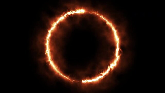 Ring of Fire &ndash; Glowing Circle of Flames on a Dark Background