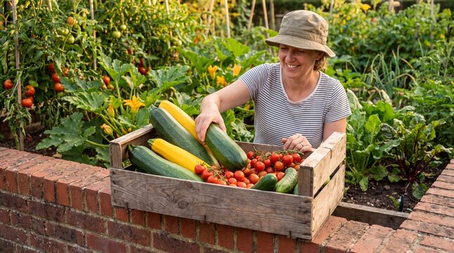 Crate of Surplus Garden Zucchini Left Free on Front Wall for Neighbors