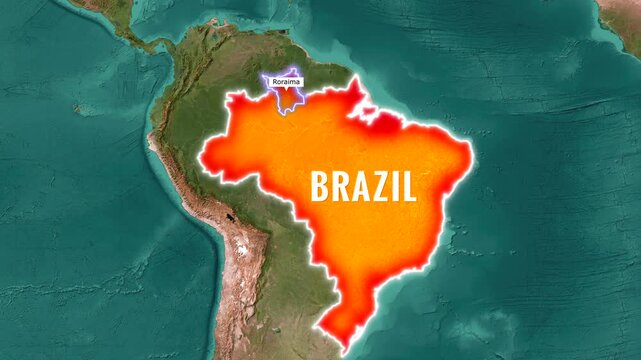 Map of Brazil highlighting the Roraima state