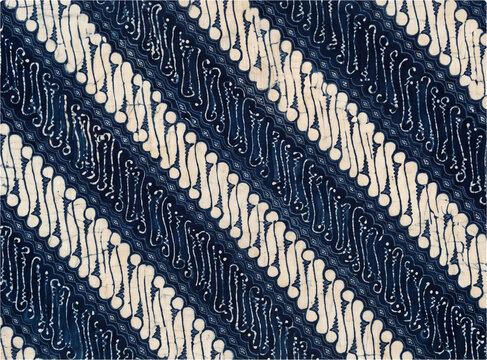 Traditional Indonesian Batik Fabric Pattern in Blue and White
