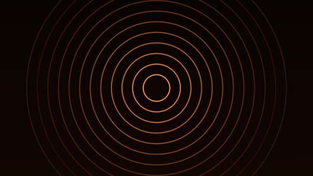 4K animated expanding concentric rings, orange amber circular pattern on dark background, loop