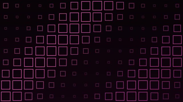 4K animated pulsing square grid, pink magenta geometric pattern on dark background, seamless loop