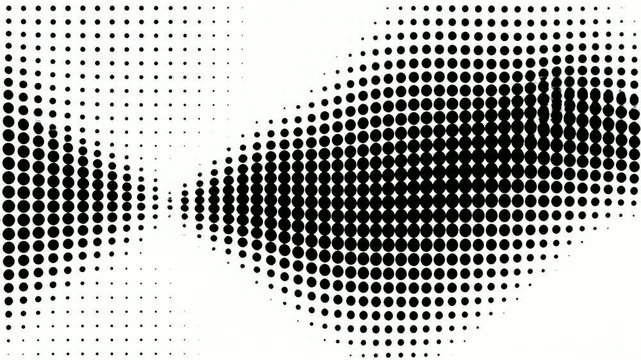 Black halftone dot grid pattern waving motion animation loop