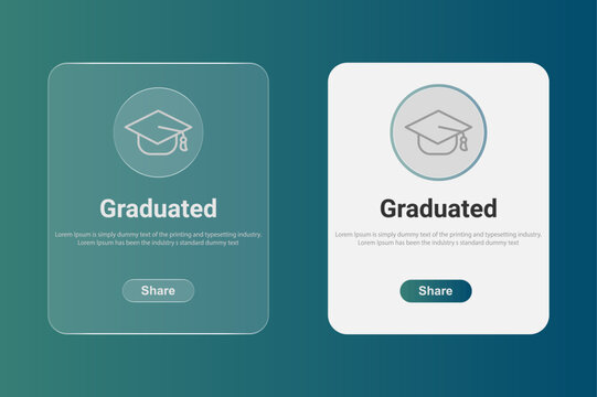 Graduation Confirmation Popup UI Design with Graduation Cap Icon and Share Button