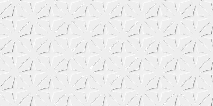 Interlocking grid of shamrock or star like shapes pattern geometry background wallpaper banner, flat lay top view from above