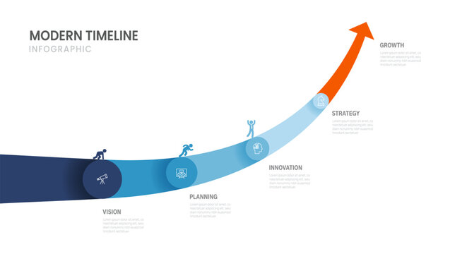 Business Success Infographic Presentation with Icons and Arrow Timeline Roadmap Template for Process, Strategy, Goals, and Corporate Growth.
