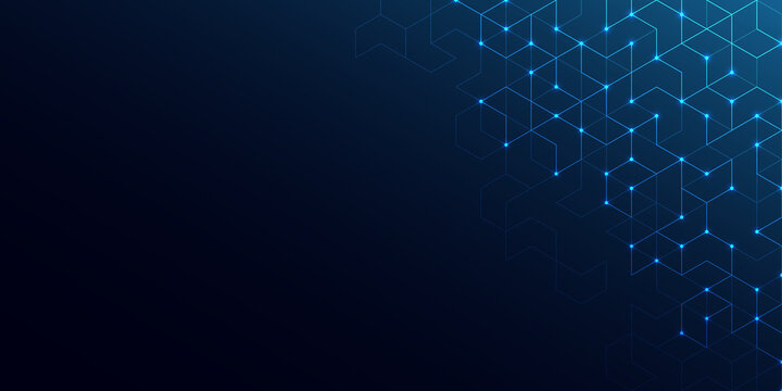 Abstract technology background and design element with hexagons pattern and geometric shapes