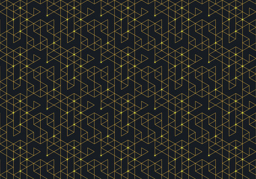 Abstract seamless pattern with a geometric background of polygonal golden lines. Stylish texture