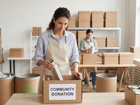 Retail Worker Handling Holiday Returns Reverse Logistics Sorting Donations