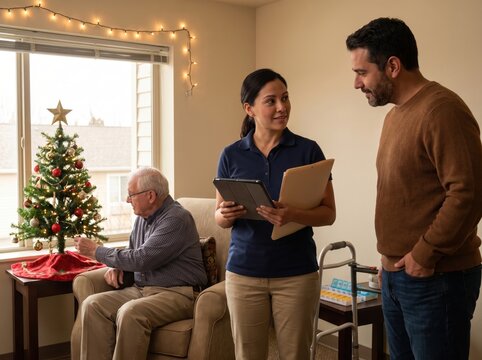 Holiday Caregiver Home Visits with Senior and Family
