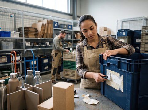 Worker managing holiday returns reverse logistics in warehouse