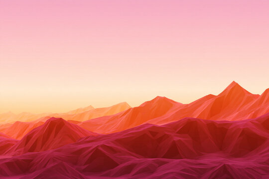 Vibrant Abstract Low Poly Mountain Landscape with Gradient Colors