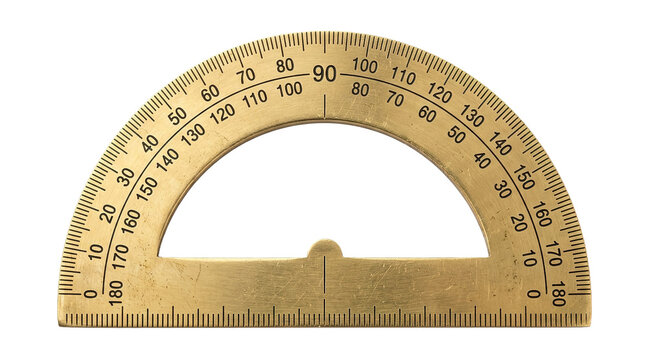 Antique brass protractor showing degrees for precision measurement